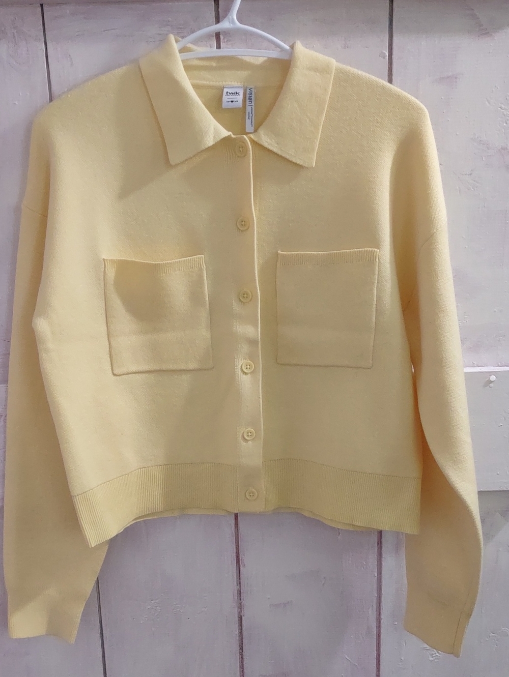 Simons Pale Yellow Button-Up Pocket Cardigan